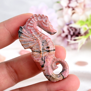 Vente chaude des fabricants : Sculpture animale en cristal, joli hippocampe en rhodonite pour la décoration - Product Image 6