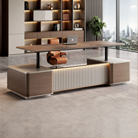 Bureau de direction automatique électrique en forme de L Omnispace, hauteur réglable, design moderne minimaliste, en bois, pour le bureau