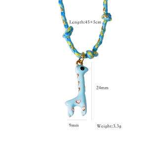 Grosir minyak besi tahan karat jimat jerapah liontin modis kalung baja tahan karat buatan tangan tali rantai kalung untuk wanita - Product Image 3