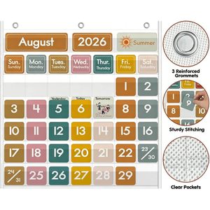 Calendario de aula de 45 bolsillos para niños, calendario de papel rectangular para aprender a administrar el tiempo, regreso a la escuela - Product Image 4