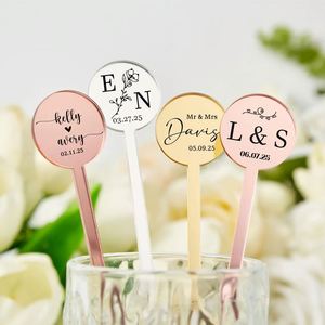 Agitateurs à cocktail personnalisés en acrylique avec monogramme pour mariage, fête, demoiselle d'honneur, design personnalisé, dorés - Product Image 1
