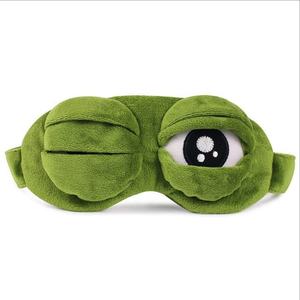 Máscara de ojo para dormir de felpa suave 3D de rana triste, juguete divertido de peluche de Cosplay con logotipo bordado, relleno de algodón PP - Product Image 3