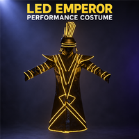 Costume d'Empereur Romain Lumineux à LED, Robe de Service de Bouteilles pour Boîte de Nuit, Casque de Guerrier Lumineux, Tenue de Danse pour Spectacles sur Scène de Bar KTV