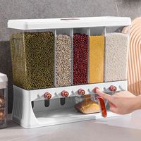 Distributeur mural de céréales et de riz à 5 compartiments pour la maison – Boîte de rangement pour aliments secs et lentilles