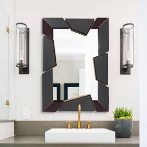 Specchio di Lusso per <span class=keywords><strong>Soggiorno</strong></span>, Specchio da Parete in Acciaio Inossidabile, Decorazione Artistica con Cornice Nera, Design Creativo, Specchio da Terra - Product Image 2