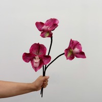 Pantoufles vintage multicolores de haute qualité, extra-larges, à l'aspect réaliste, avec orchidées Paphiopedilum ; Fleurs artificielles imprimées en 3D en EVA pour un confort doux