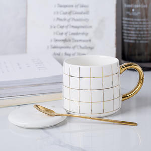 Selección estricta, taza de porcelana creativa nórdica en blanco y negro, tapa geométrica <span class=keywords><strong>para</strong></span> hombres y mujeres, taza de café <span class=keywords><strong>para</strong></span> oficina, microondas, lavavajillas - Product Image 5