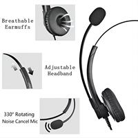 Casque Stéréo Filaire Circum-Auriculaire en Gros à Réduction de Bruit, Écouteur USB avec Microphone pour Centre d'Appels et Ordinateur Portable