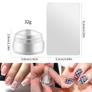 Set de Sellos de Silicona para Uñas con Mango Transparente Esmerilado, Cabezal Suave y Raspador, Herramienta de Diseño e Impresión para Salón de Manicura - Product Image 6