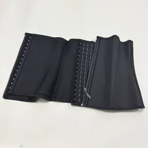 Corsé de entrenador de cintura negro para <span class=keywords><strong>mujer</strong></span>, cinturón Ceñidor de látex adelgazante con ganchos, cremallera, recortador de barriga firme, <span class=keywords><strong>faja</strong></span> moldeadora diaria - Product Image 1