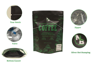 Sacs <span class=keywords><strong>d</strong></span>'emballage personnalisés imprimés biodégradables et compostables <span class=keywords><strong>de</strong></span> qualité alimentaire avec fermeture éclair pour snacks, noix, fruits secs et bœuf séché - Product Image 2