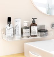 Support de rangement mural Étagères de douche en acrylique Adhésif pour salle de bain Étagère de rangement transparente pour douche