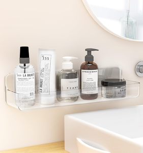 Soporte de almacenamiento montado en la <span class=keywords><strong>pared</strong></span>, estantes acrílicos para ducha, estantes adhesivos para colgar en la <span class=keywords><strong>pared</strong></span>, estante organizador de ducha de <span class=keywords><strong>baño</strong></span> transparente - Product Image 3