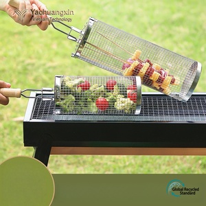 Stainless Steel <b>BBQ</b> Grill Basket With Wooden Handle Outdoor Cooking <b>Tool</b> For Chicken Wings And Vegetables - Product Image 6