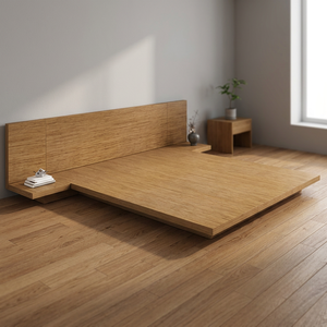 Lit plateforme bas avec table de chevet intégrée - Product Image 3