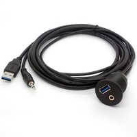 Kit de câble d'extension USB 3.0 + AUX 3,5 mm pour tableau de bord de voiture, câble USB AUX encastré