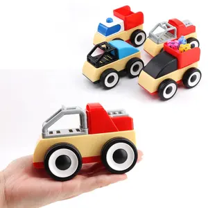 DIY building blocks cartoon car four set model toy kids educational toy