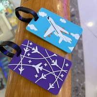 Étiquette de bagage en PVC souple avec logo personnalisé, motif avion de dessin animé, étiquette d'identification pour valise de voyage, étiquette nominative pour l'aéroport