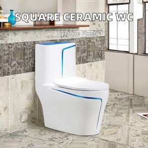 Phong cách hiện đại <span class=keywords><strong>dual</strong></span>-tuôn ra vuông nhà vệ sinh <span class=keywords><strong>WC</strong></span> phòng tắm trang trí gốm đốt giấu một mảnh P-trap - Product Image 3