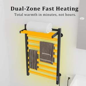 Toallero Calefactor de Pared de Aleación de Aluminio con Recubrimiento en Polvo, 6 Barras, Impermeable, Calentamiento Rápido, para Baño - Product Image 3