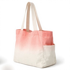 Sac de plage en coton avec fermeture éclair et poignée d'épaule, nouveau design, couleur dégradée personnalisée, cadeau d'été pour femme - Product Image 2