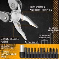 Outil multifonction 24-en-1 avec mini-outils, couteau, pinces et 11 embouts pour le travail, le EDC, le camping, la randonnée et la survie