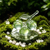 Offre une sculpture personnalisable de fleur de prunier verte en versions extérieures ou de table pour la décoration de la maison, statue en résine de cristal transparente