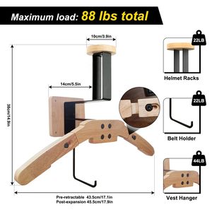 Support mural rétractable en métal robuste à trois niveaux pour gilet tactique, idéal pour le rangement des vélos et motos - Product Image 2