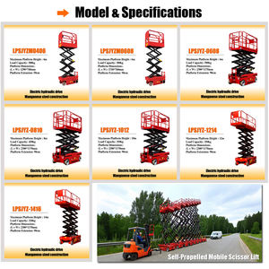 リーパ 6～14m 電動自走式シザーリフトテーブル 高強度マンガン鋼 2人乗り ポータブル - Product Image 3