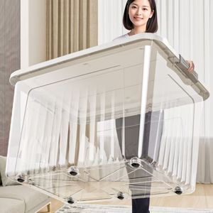 Transparent Clothing Organizer Rectangle 50L 60L Standing Type Home <b>Storage</b> <b>Box</b> For Clothes Toys Books Snacks - Product Image 1