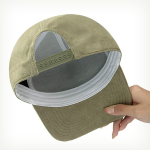 도매 하이 크라운 5 창 모자 성격 스웨이드 사용자 정의 로고 일반 자수 야외 야구 모자 - Product Image 5