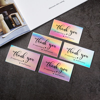 Carte de remerciement personnalisée avec laser arc-en-ciel, carte de vœux imprimée holographique pour les produits faits à la main et l'emballage de cadeaux artisanaux