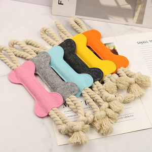 Mainan anjing bentuk tulang dari bahan felt lintas batas, mainan kunyah dan tongkat gigit untuk hewan peliharaan, produk non-woven untuk tarikan anak anjing dan pembersih gigi - Product Image 1