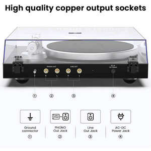 Tocadiscos de Escritorio Moderno Negro Personalizado de Fábrica con Altavoz, 3 Velocidades, Radio FM y Bluetooth para Decoración del Hogar, Audio de Alta Fidelidad - Product Image 3