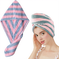 Serviette à cheveux en microfibre de style turc à séchage rapide YSD pour femmes, séchage rapide, absorbante, enveloppe avec bouton, turban doux pour cheveux 1