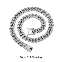 Chaîne cubaine en alliage de zinc plaqué or 18 carats - Collier Miami serti de cristaux pour homme et femme, idéal pour les fêtes et comme cadeau pour rappeurs