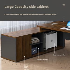 Luxe kantoormeubilair Modern wit L-vormige Executive Desk met uitbreidbare lades CEO management gemaakt van hout - Product Image 3