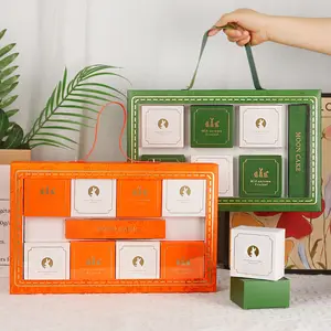 2023 새로운 디자인 8 팩 월병 상자 빈 상자 고급 창조적 인 포장 오렌지 비즈니스 호텔 고급 선물 상자