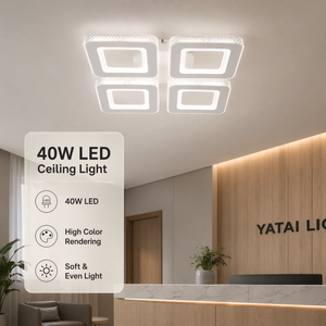 Plafonnier LED carré moderne en acrylique 40W, tricolore, dimmable, CRI élevé, montage en surface pour maison, chambre, salon - Product Image 4