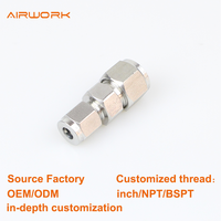 Raccord de tube à double ferrule en acier inoxydable, connecteur mâle droit, port quart d'inch pour tube en cuivre, ligne pneumatique