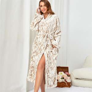 假日睡衣家庭动物印花睡衣涤纶浴袍3xl按摩水疗保暖睡袍 - Product Image 5