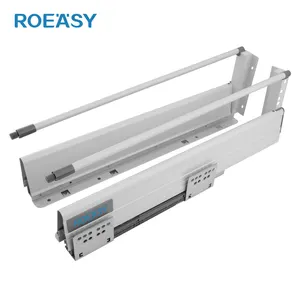 ROEASY furniture hardware square rod grey kitchen metal box cabinet tandem soft closing drawer rail