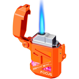 Vente en gros Briquet à <span class=keywords><strong>gaz</strong></span> créatif rechargeable Briquet Troch coupe-vent Étui en alliage de zinc Briquet Flach - Product Image 1