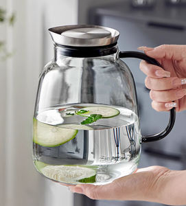 Mango colorido de moda cerveza fría hecha a mano a prueba de agua de vidrio a prueba de calor TAPA DE <span class=keywords><strong>jarra</strong></span> de vidrio de borosilicato transparente gruesa - Product Image 3