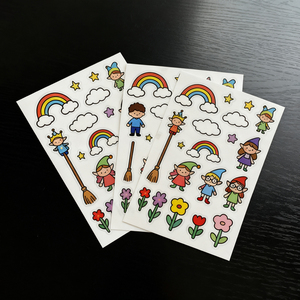 Feuille d'autocollants décoratifs personnalisés en vinyle transparent imperméable, découpés à la forme, style dessin animé, pour papeterie <span class=keywords><strong>coréenne</strong></span> - Product Image 3
