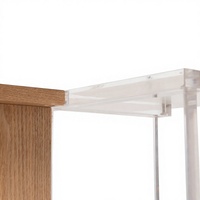 Moderner, schlichter Designer-Couchtisch aus Acryl mit Holz- und Acrylbeinen für Wohnzimmer und Schlafzimmer – Inklusive für Wohnmöbel