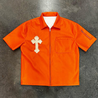 T-shirt décontracté pour homme à col rond et manches courtes, avec broderie personnalisée, fermeture éclair, coupe classique, anti-boulochage et respirant
