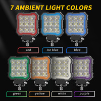 Luz de Trabajo LED Cuadrada con Bisel Naranja, Lámpara Antiniebla de Alta Potencia para Conducción Todoterreno con Soporte Negro para Jeep Wrangler, SUV, Camioneta