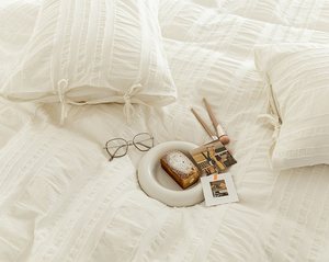 Parure <span class=keywords><strong>de</strong></span> lit Queen 4 pièces moderne en <span class=keywords><strong>coton</strong></span> lavé texturé à rayures seersucker avec <span class=keywords><strong>housse</strong></span> <span class=keywords><strong>de</strong></span> <span class=keywords><strong>couette</strong></span> zippée technique tissée - Product Image 2