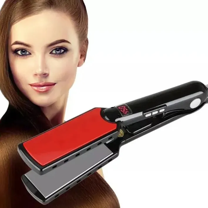 Machine à lisser les cheveux en céramique, fer plat de sécurité rouge élégant, enduit de Tourmaline